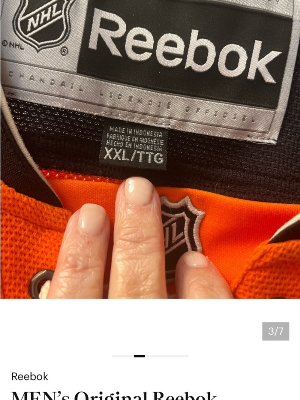 Reebok Orange and Black NHL Hockey Jersey with Captain Patch - Picture 3 of 7